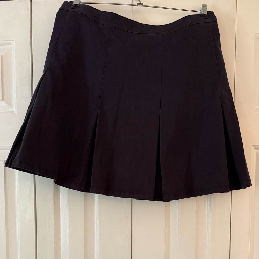 J. Crew Navy Blue Pleated Chino Mini Skirt